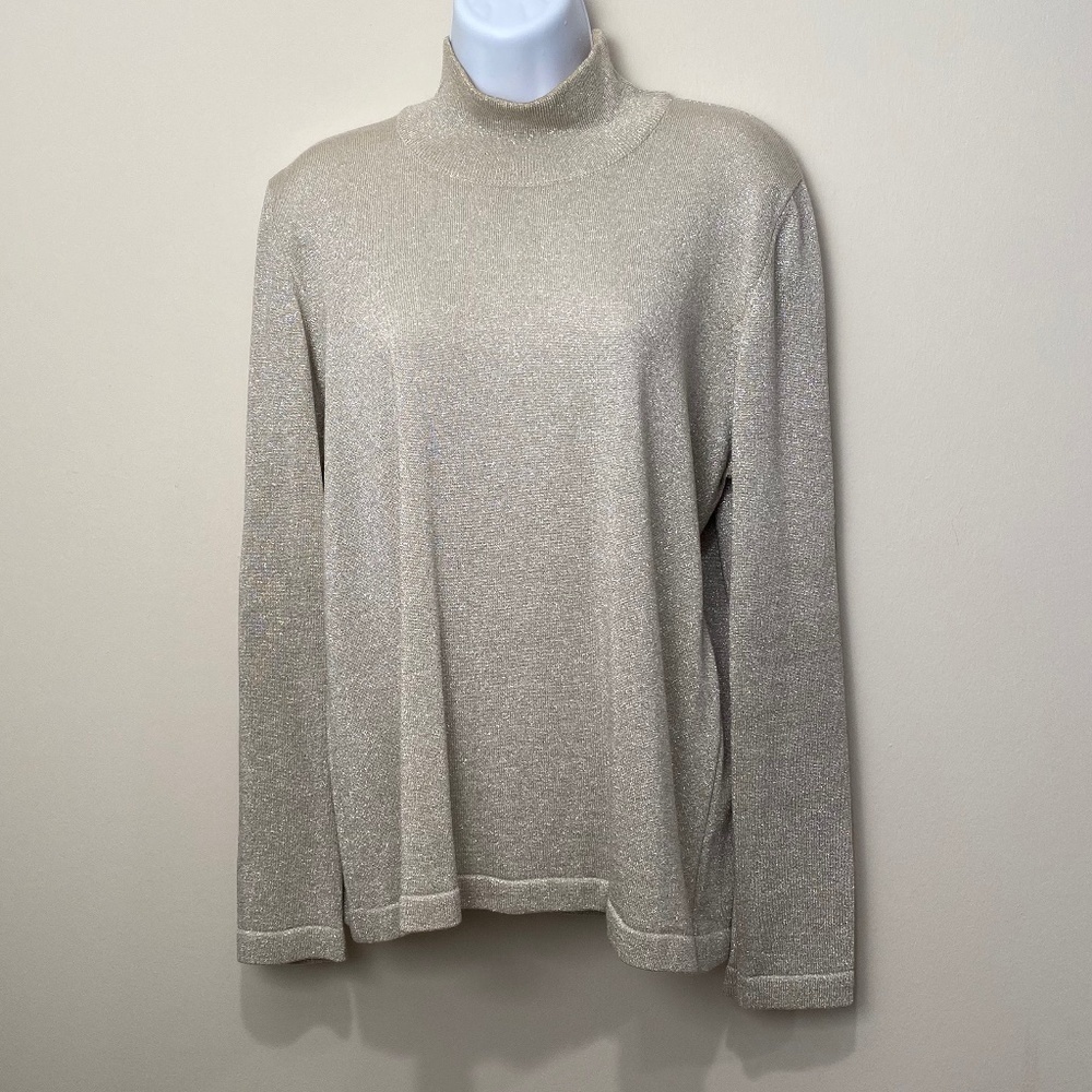 Escada Margaretha Ley Silver Metallic Turtleneck | 42